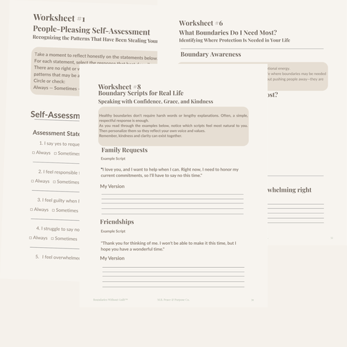 Inside pages of the Boundaries Without Guilt™ biblical boundaries workbook